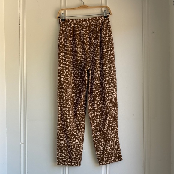 Vintage 100% Silk Adrienne Vittadini Brown Polka Dot Women's Trousers - Picture 2 of 9